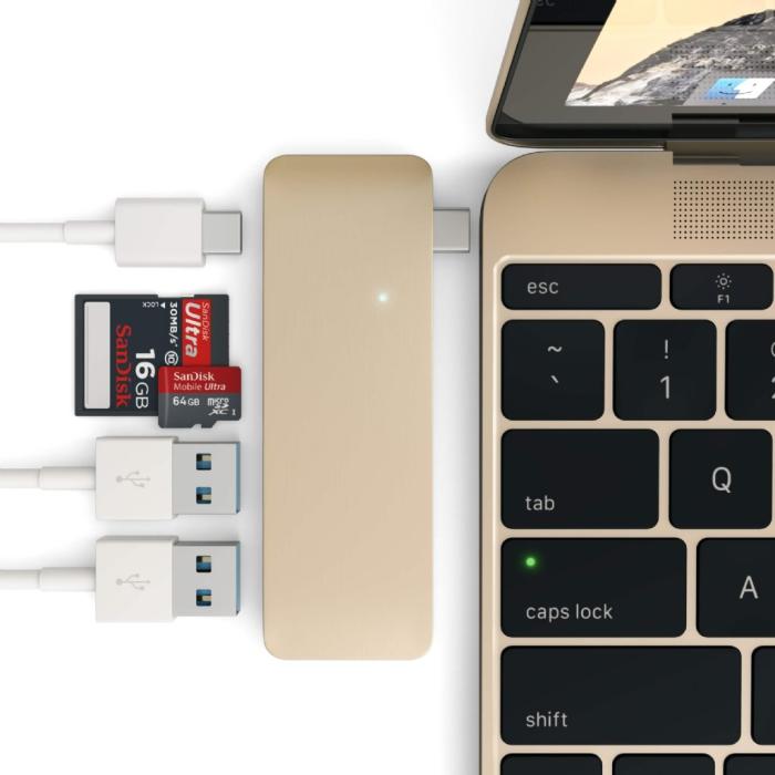 Satechi - Satechi USB-C Pass Through USB Hub – 3-i-1 hub - Grå