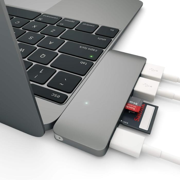 Satechi - Satechi USB-C Pass Through USB Hub – 3-i-1 hub - Grå
