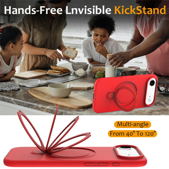 A-One Brand - iPhone Air Mobiskal MagSafe Kickstand PC + Silikon - Röd