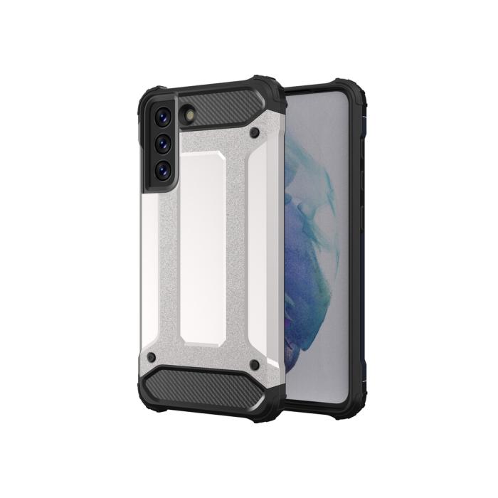 Ruhtel - Hybrid Armor Tough Rugged Skal Galaxy S21 FE - Silver