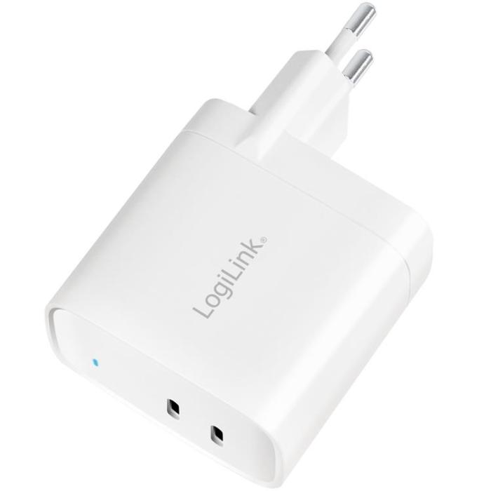 LogiLink - LOGILINK PD USB-Väggladdare 2 x USB-C 40W GaN