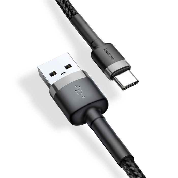 BASEUS - Baseus USB-C till USB-A kabel Cafule QC 3.0 3A 0.5m - Svart/Grå