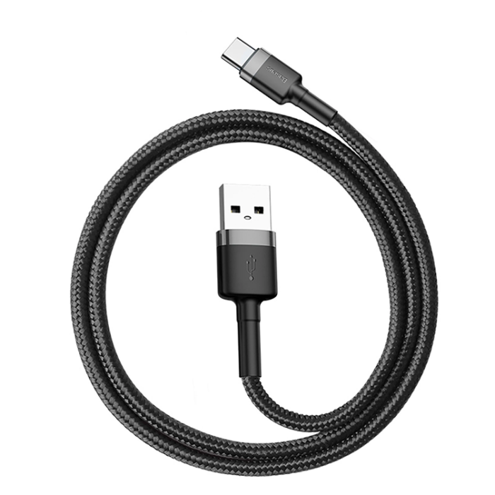 BASEUS - Baseus USB-C till USB-A kabel Cafule QC 3.0 3A 0.5m - Svart/Grå