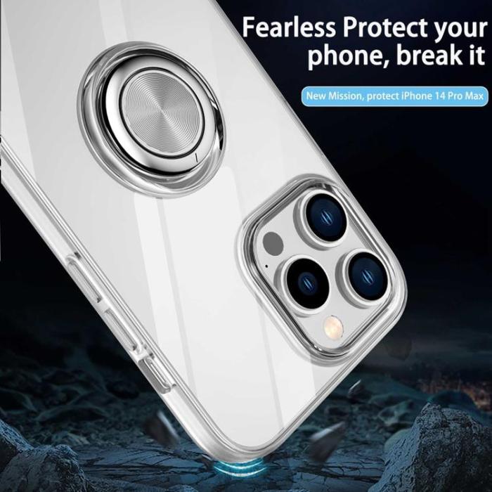 OEM - iPhone 14 Pro Max Skal TPU Ring Kickstand - Transparent