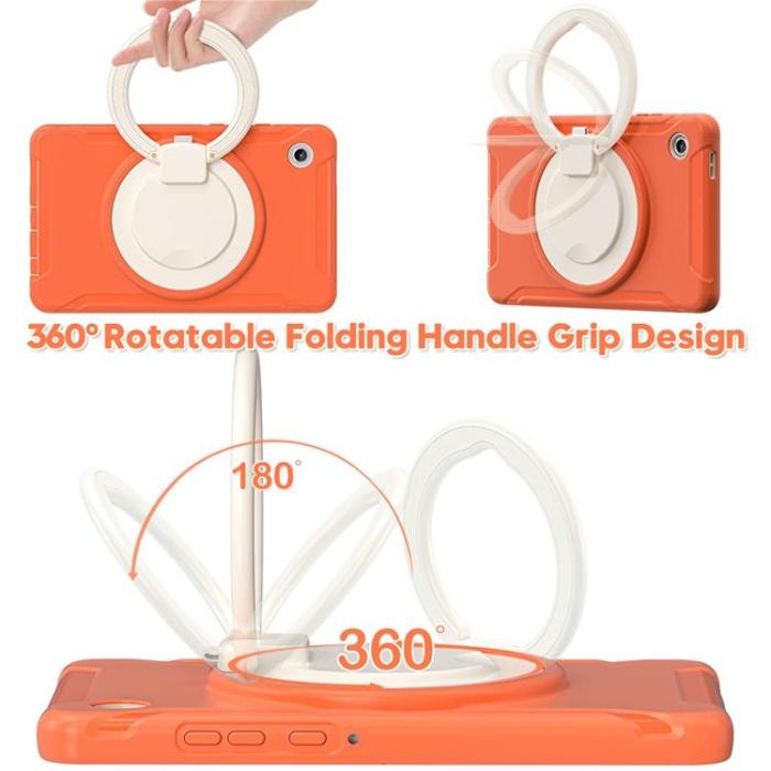 A-One Brand - Galaxy Tab A11 Skal Rotary Kickstand Handle - Coral Orange