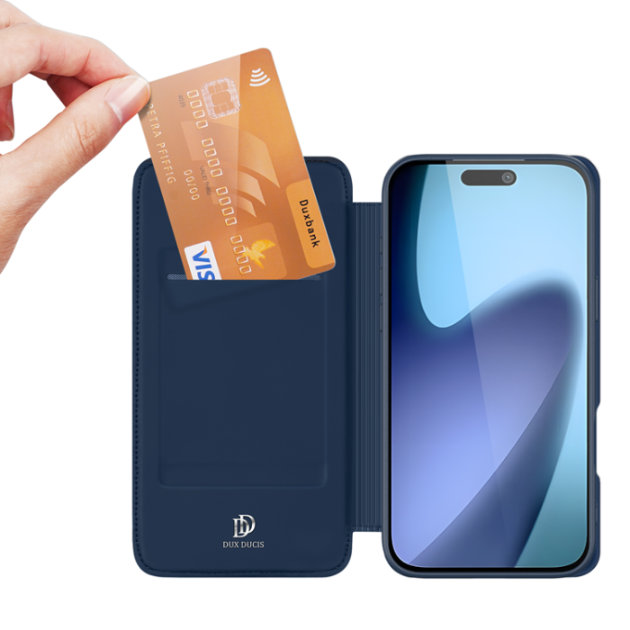 Dux Ducis - Dux Ducis iPhone 17 Plånboksfodral Skin Pro Läder - Blå