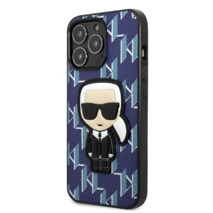 KARL LAGERFELD - Karl Lagerfeld iPhone 13 Pro Skal Monogram Ikonik Patch - Blå