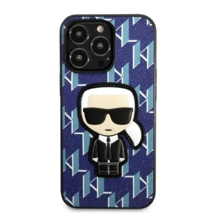 KARL LAGERFELD - Karl Lagerfeld iPhone 13 Pro Skal Monogram Ikonik Patch - Blå