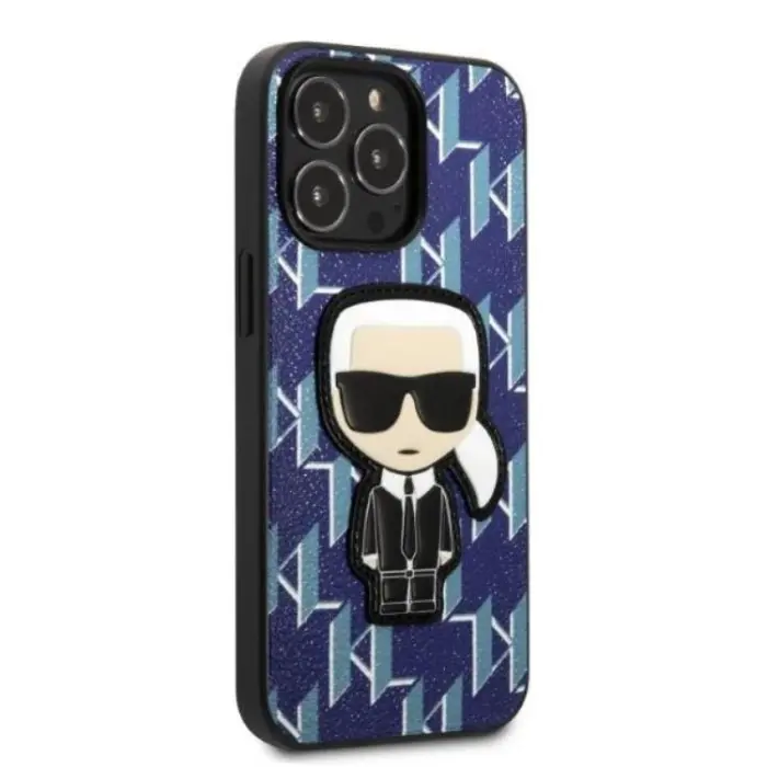 KARL LAGERFELD - Karl Lagerfeld iPhone 13 Pro Skal Monogram Ikonik Patch - Blå