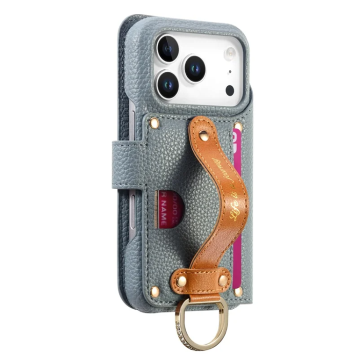 A-One Brand - iPhone 17 Pro Max Konstläder Plånboksfodral RFID-Skydd Zipper - Blå