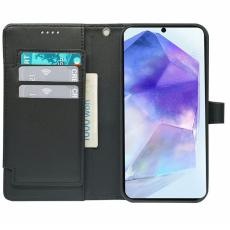 OEM - Samsung Galaxy A37 Pl&aring;nboksfodral Konstl&auml;der St&auml;ll - Svart