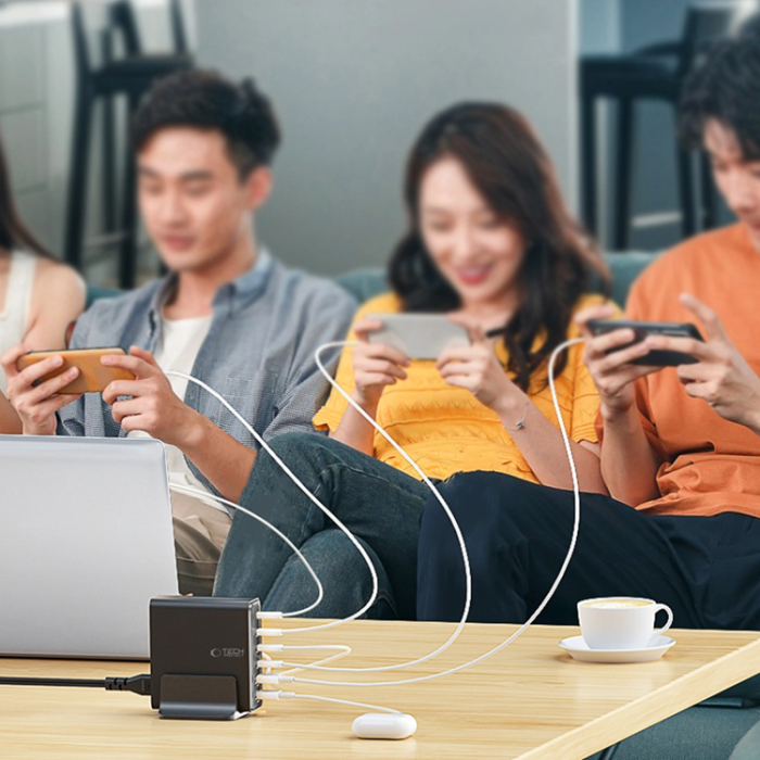 Tech-Protect - Tech-Protect 6-Port Bordsladdare 160W QC3.0 DC160W-GAN - Svart