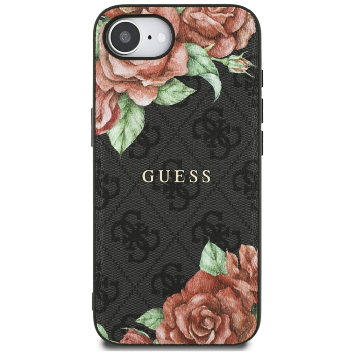 Guess - Guess iPhone 16e Mobilskal Magsafe Flowers Print - Svart