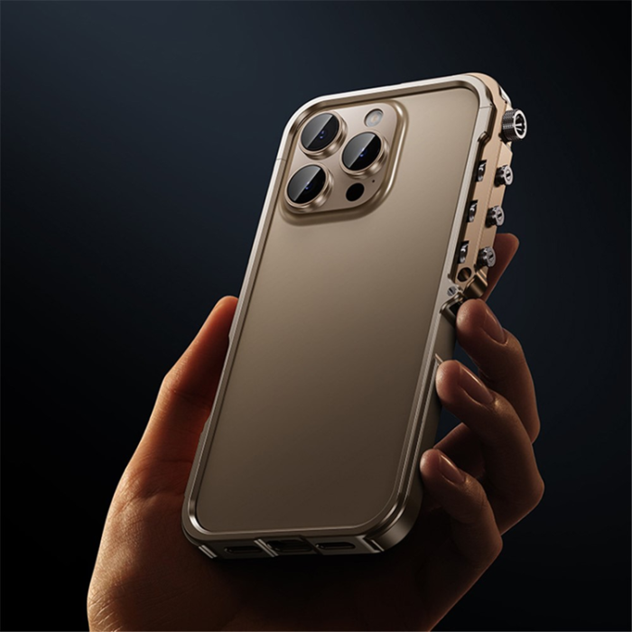 A-One Brand - iPhone 16 Pro Max Mobilskal Bumper Aluminum Metal Frame - Silver