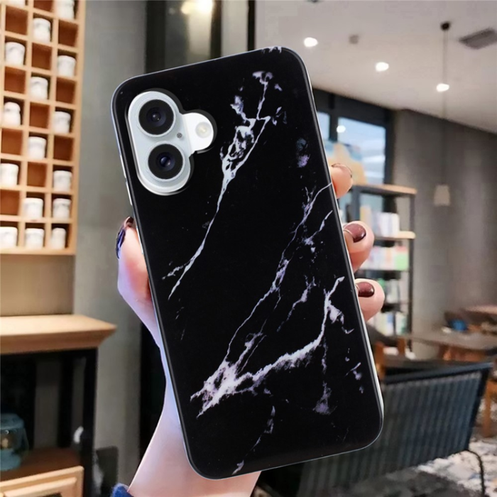 A-One Brand - iPhone 17 Mobilskal Marble Pattern Painted TPU - Svart