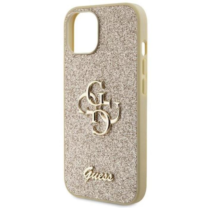 Guess - Guess iPhone 15 Mobilskal Glitter Script Big - Guld