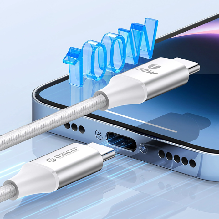ORICO - Orico USB-C Till USB-C Kabel 60W 3A 1m CDX - Vit