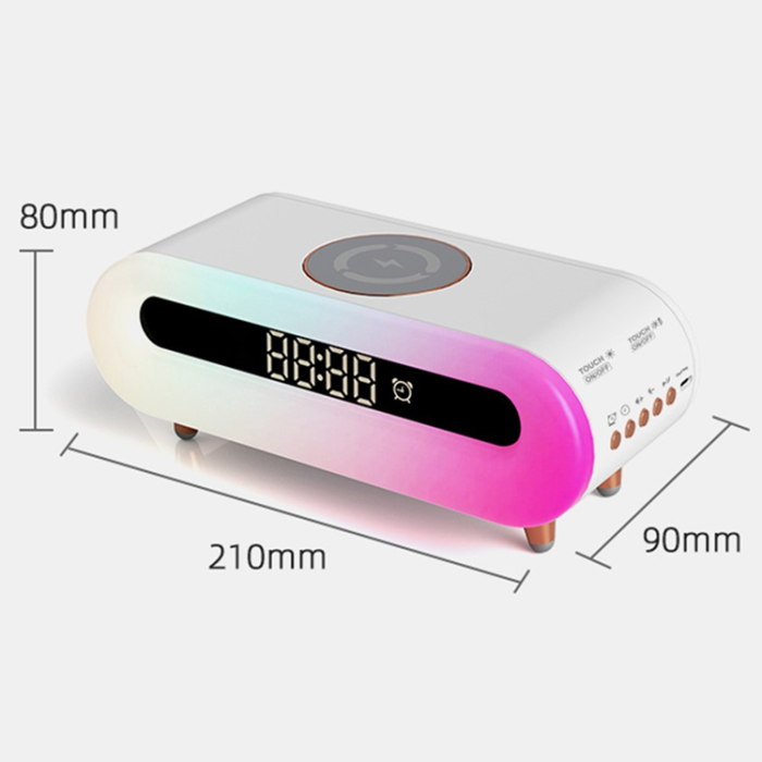 OEM - Trådlös Laddare med trådlös högtalarklocka Sänglampa RGB S608 - Grön