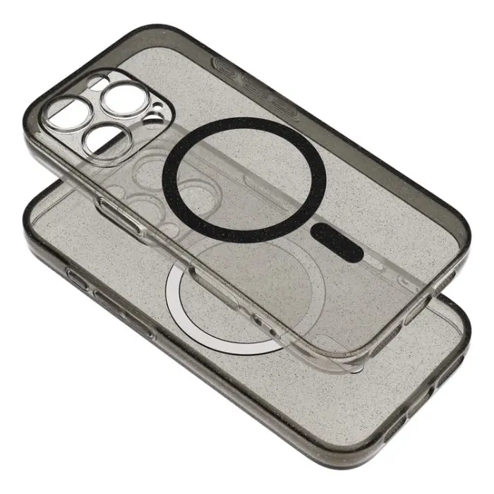 OEM - Galaxy S25 Mobilskal Magsafe Clear - Glitter Svart