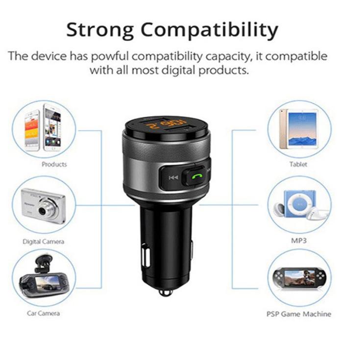 OEM - C57 Mini Dual USB QC3.0 Billaddare FM Sändare Bluetooth MP3 Spelare