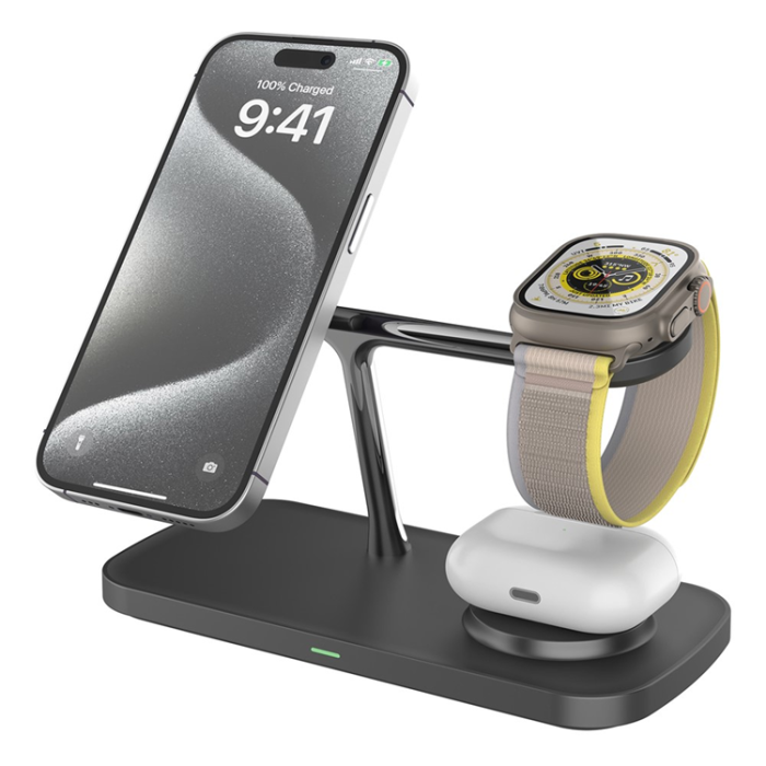 OEM - Qi2 MagSafe Trådlös Laddare iPhone, Apple Watch, Airpods T255 - Svart