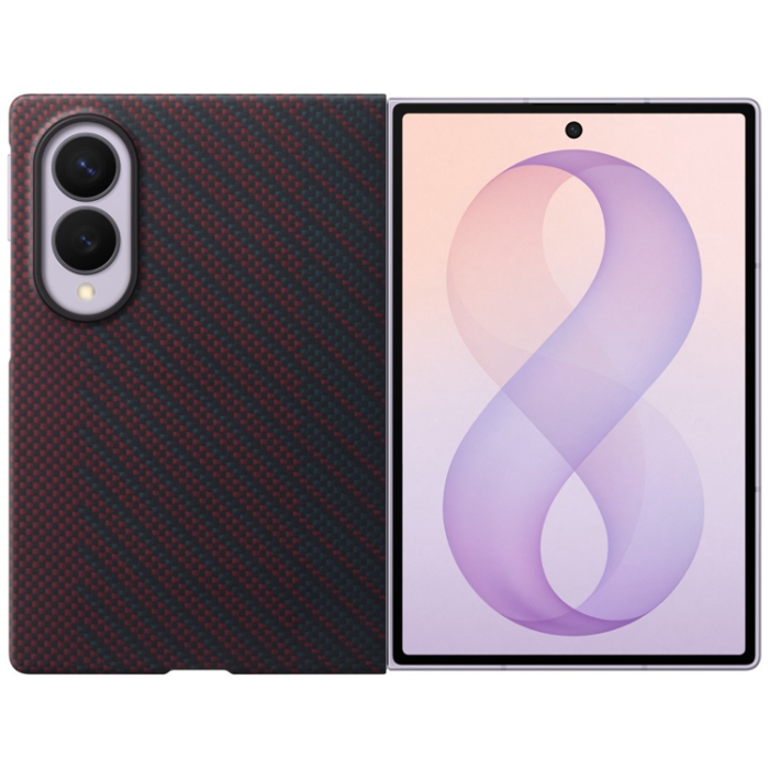 Samsung - Samsung Mobilskal för Galaxy Z Fold 8 Magnet Carbon - Röd