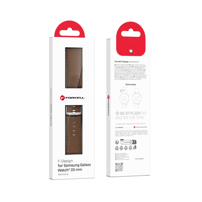 Forcell - Forcell Galaxy Watch 20mm Armband Eco Läder - Brun