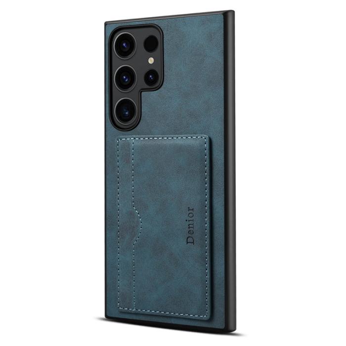 DENIOR - DENIOR Samsung Galaxy S25 Ultra Fodral Kortplats Retro Konstläder Blå