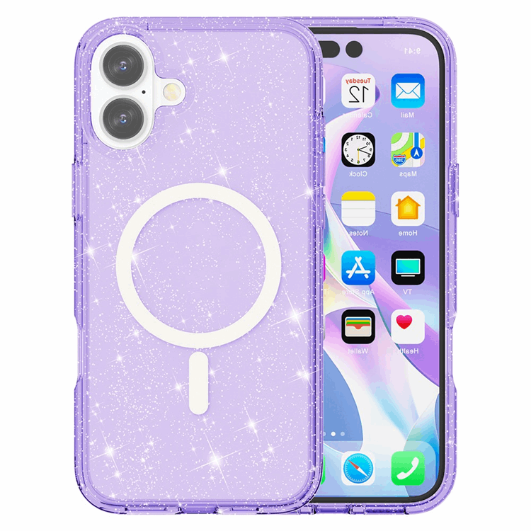 AMORUS Mobilskal till iPhone 17 Magsafe Glitter Powder PC + TPU - Lila (Lila) | 2353 | AlltMobil
