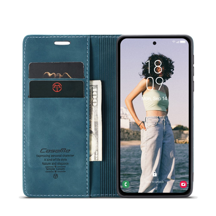 Caseme - CASEME Galaxy A56 5G Plånboksfodral 013 Series Läder - Blå