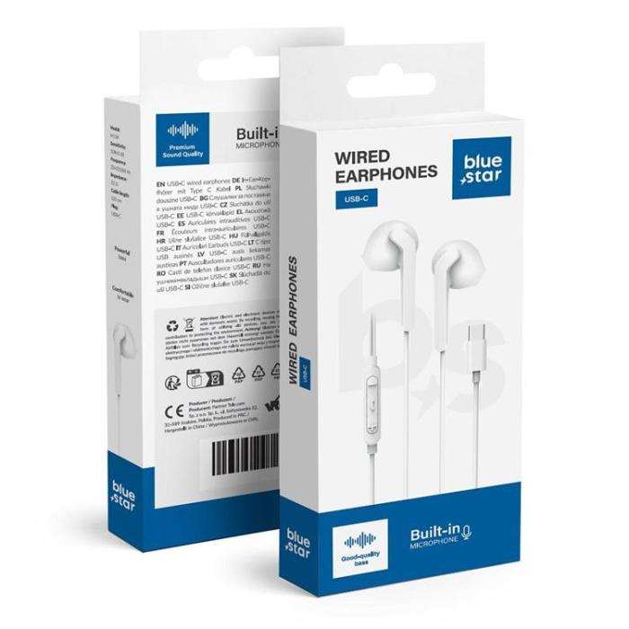 Blue Star - Blue Star Trådbunden Hörlurar USB-C Mikrofon 1.2m PA-M15C-R
