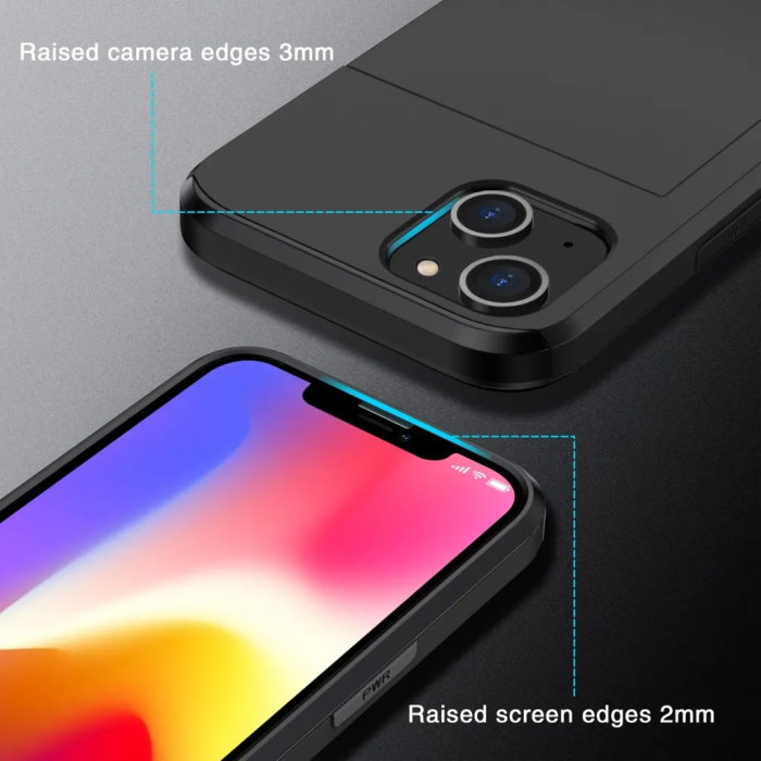 Taltech - iPhone 15 Plus Mobilskal Korthållare - Svart
