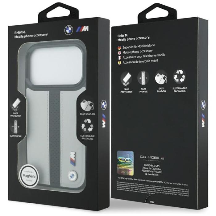 BMW - BMW iPhone 17 Pro Mobilskal MagSafe M Perforated Stripe Logo - Grå