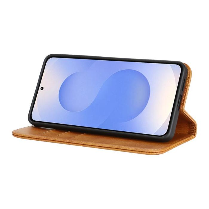 OEM - Mobilfodral för Samsung Galaxy S26 Plus Konstläder Magnetiskt - Ljusbrun