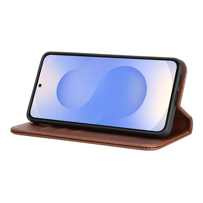 OEM - Mobilfodral för Samsung Galaxy S26 Plus Konstläder Magnetiskt - Mörkbrun