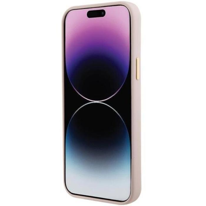 Guess - Guess iPhone 15/14 Plus Mobilskal Silikon Logo Strass - Rosa