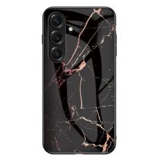 OEM - Mobilskal f&ouml;r Samsung Galaxy S26 Plus Tempererat glas Plast - Guld svart marmor