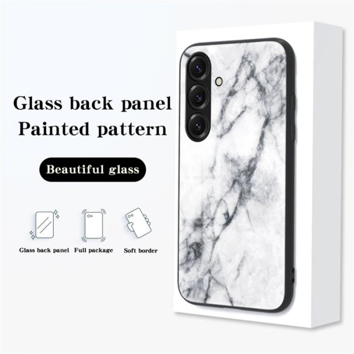 OEM - Mobilskal för Samsung Galaxy S26 Plus Tempererat glas Plast - Blodröd marmor