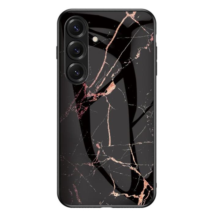 OEM - Mobilskal för Samsung Galaxy S26 Plus Tempererat glas Plast - Guld svart marmor