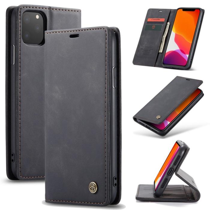 Caseme - CASEME 013 Flip Konstläderplånboksfodral för iPhone 11 Pro Max - Svart