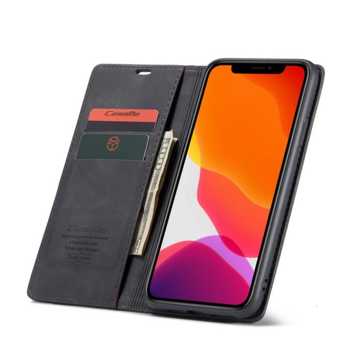 Caseme - CASEME 013 Flip Konstläderplånboksfodral för iPhone 11 Pro Max - Svart