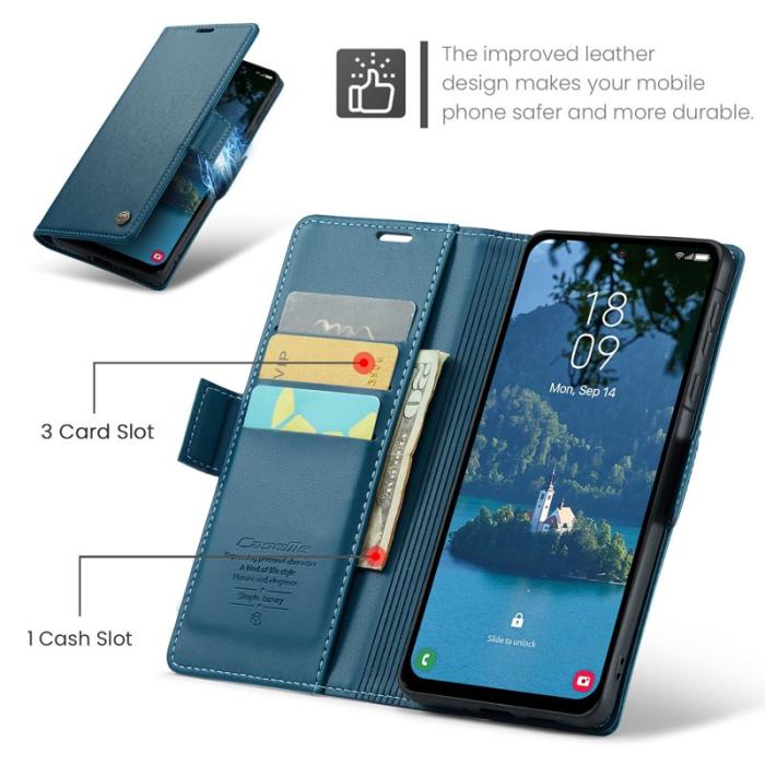 Caseme - CASEME Plånboksfodral Konstläder för Samsung Galaxy A56 5G - Blå