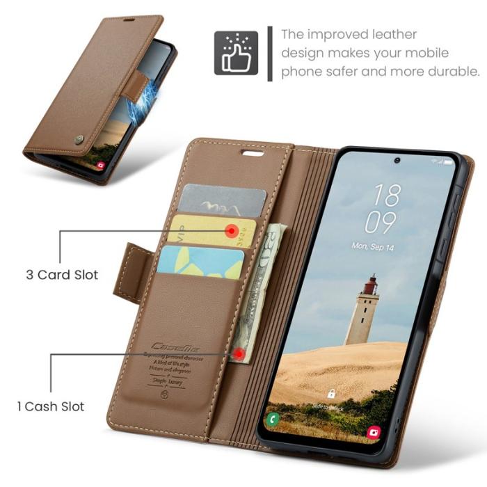 Caseme - CASEME Plånboksfodral Konstläder för Samsung Galaxy A56 5G - Brun