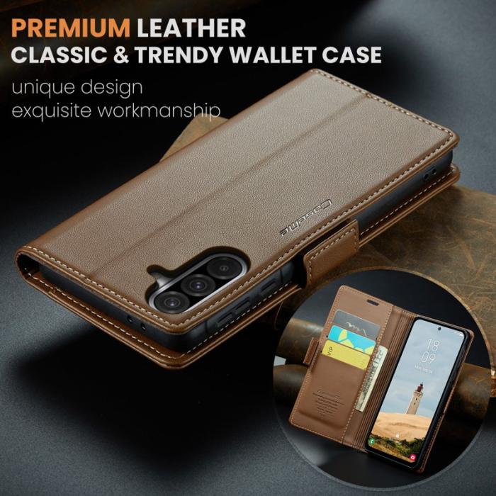 Caseme - CASEME Plånboksfodral Konstläder för Samsung Galaxy A56 5G - Brun