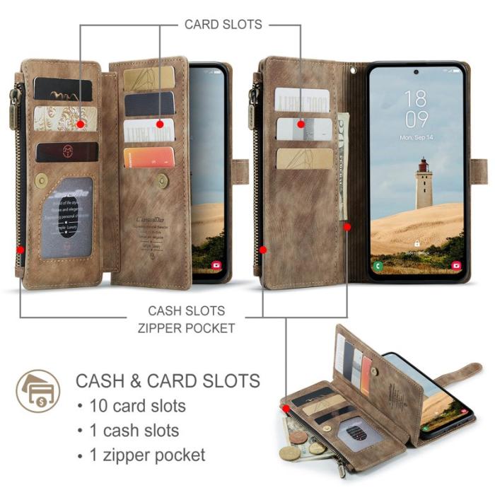 Caseme - CASEME Konstläder Plånboksfodral för Samsung Galaxy A17 5G/4G - Brun