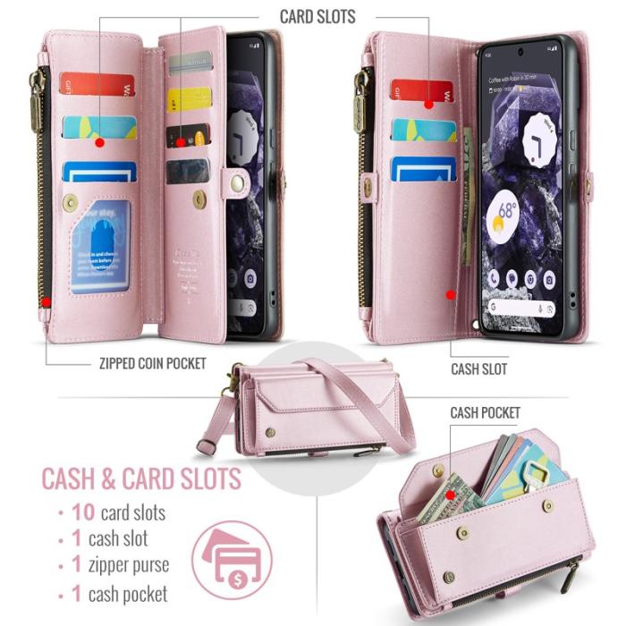 Caseme - CASEME Plånboksfodral Konstläder till Google Pixel 8 - Rosa