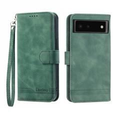 DIERFENG - DIERFENG DF-03 Pl&aring;nboksfodral f&ouml;r Google Pixel 6 - Konstl&auml;der - Gr&ouml;n