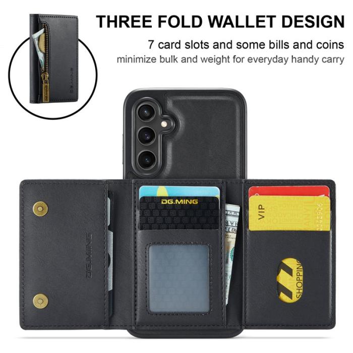 DG.MING - DG.MING Samsung Galaxy S23 FE Konstläder Plånboksfodral Magnetisk Svart