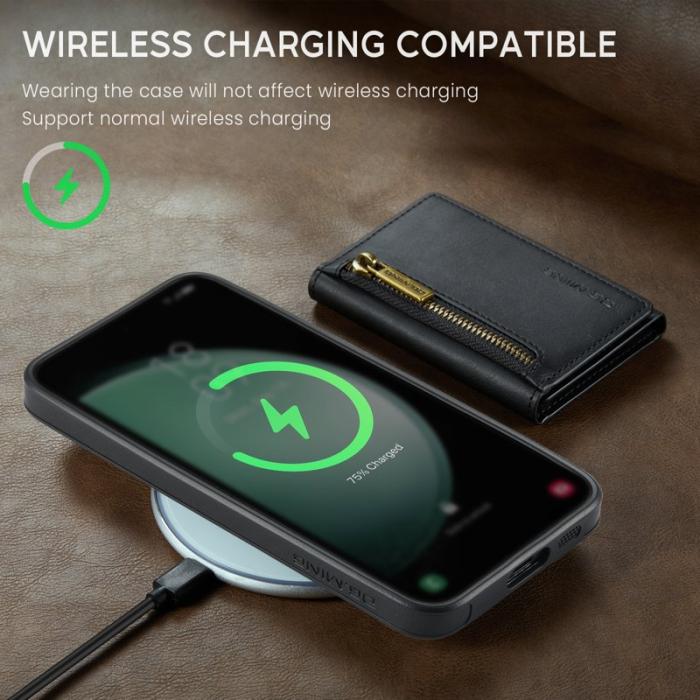 DG.MING - DG.MING Samsung Galaxy S23 FE Konstläder Plånboksfodral Magnetisk Svart