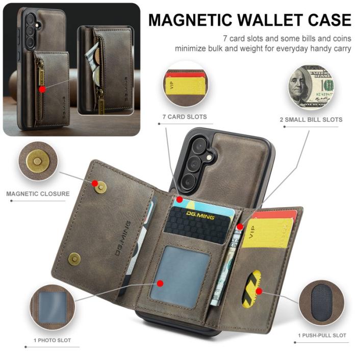 DG.MING - DG.MING Samsung Galaxy S23 FE Plånboksfodral Magnetiskt Brun